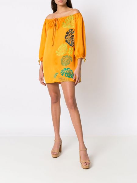 Raštuotas mini suknele Amir Slama oranžinė