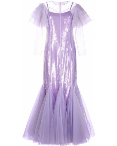 Vestido de noche con lentejuelas de tul Huishan Zhang violeta