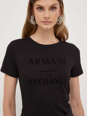 Pamut póló Armani Exchange fekete