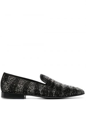 Pantofi loafer din piele de cristal Roberto Cavalli negru