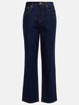 Straight fit džíny s vysokým pasem Tory Burch modré