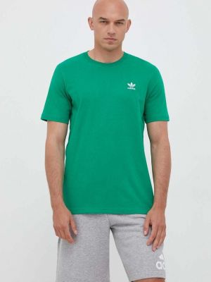 Bavlněné tričko s aplikacemi Adidas Originals zelené