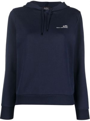 Kokvilnas kapučdžemperis ar apdruku A.p.c. zils