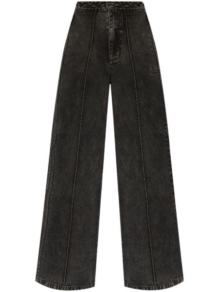 Kožené voľné pruhované džínsové šortky Adidas