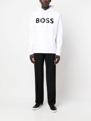 Bluza z kapturem z nadrukiem Boss biała