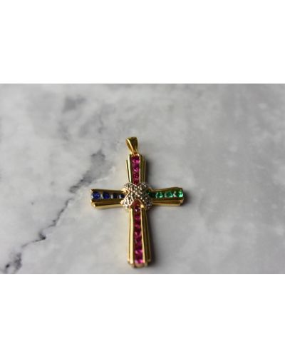 Крестик крест с камнями Sky Jewelry