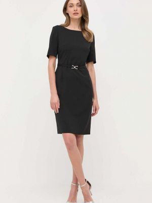 Sukienka mini dopasowana wełniana Boss czarna