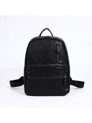 Кожаный рюкзак на молнии из искусственной кожи No Brand черный