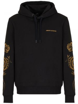 Pamučna hoodie s kapuljačom s vezom Armani Exchange