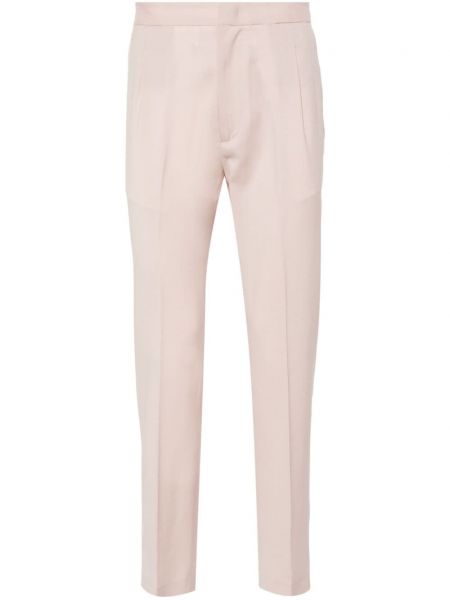 Μάλλινο παντελόνι με ίσιο πόδι Low Brand ροζ