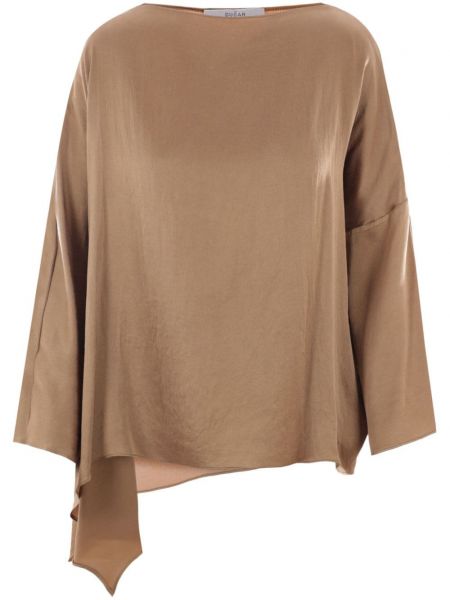 Асиметрична копринена блуза Dusan кафяво