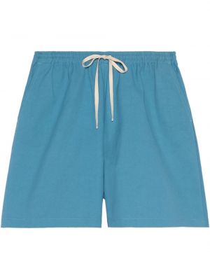 Shorts de sport brodeés à imprimé animal Gucci bleu
