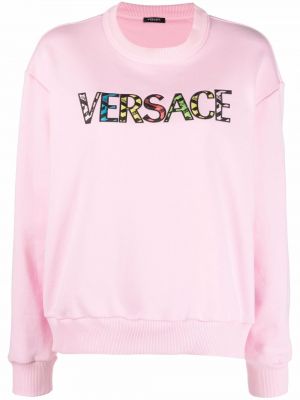 Bomull brodert sweatshirt Versace rosa