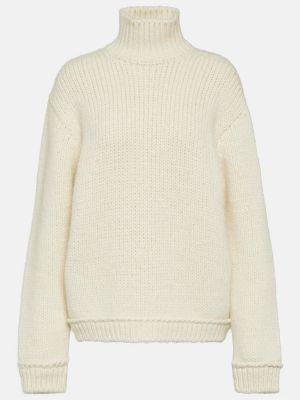 Vlnený sveter z alpaky Tom Ford biela