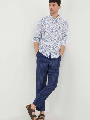 Lanene hlače Polo Ralph Lauren modra