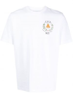 Памучна тениска с принт Casablanca бяло