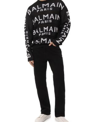 Хлопковый свитер Balmain черный