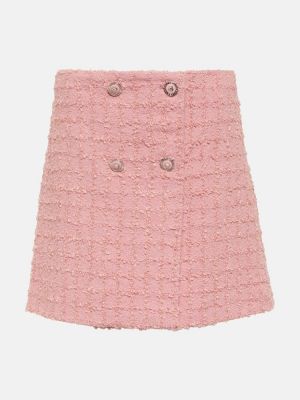 Μάλλινη φούστα mini tweed Versace ροζ