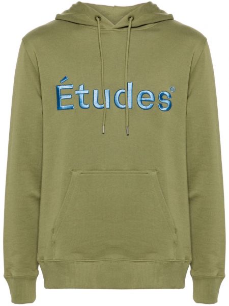 Pamučna hoodie s kapuljačom Etudes zelena