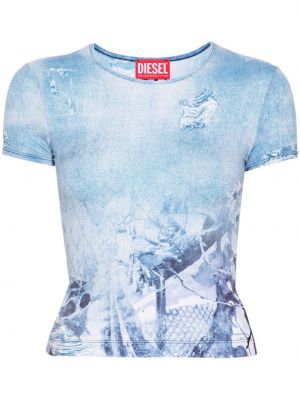 Abstrakte t-shirt mit print Diesel blau