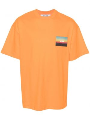 Bavlněné tričko Msgm oranžové
