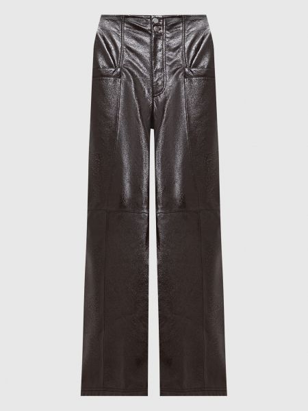 Шкіряні брюки із завищеною талією вільного крою Philosophy Di Lorenzo Serafini, коричневі
