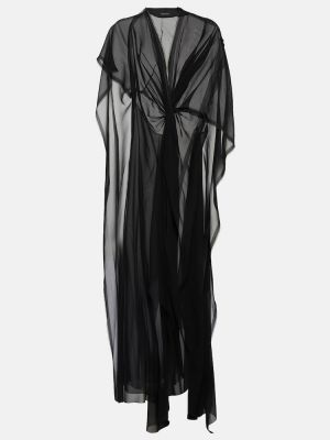 Černé průsvitné šifonové dlouhé šaty Balenciaga