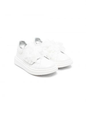Sneakers a fiori Monnalisa bianco