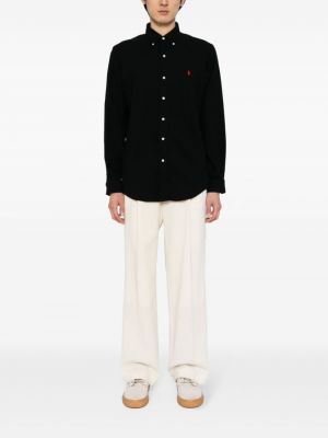 Flanelinis siuvinėtas polo marškinėliai apvaliu kaklu Polo Ralph Lauren ruda