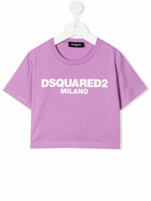 Trykt bomull t-skjorte for jenter Dsquared2 Kids rosa