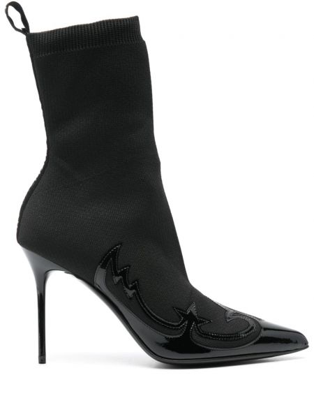 Плетени обувки до глезена Balmain черно
