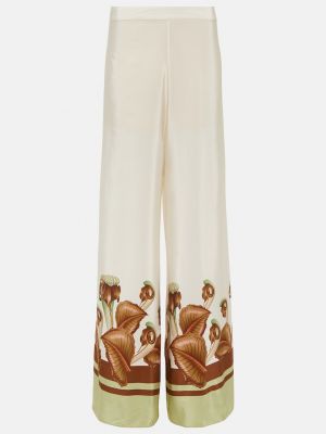Белые шелковые брюки с высокой талией Adriana Degreas