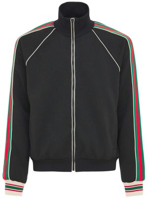 Giacca con cerniera in jersey in tessuto jacquard Gucci nero