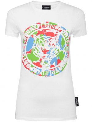 Kokvilnas sporta t-krekls ar tīģera rakstu Plein Sport