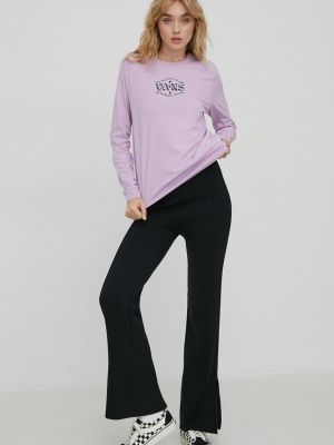 Bombažna majica z dolgimi rokavi z dolgimi rokavi Vans vijolična