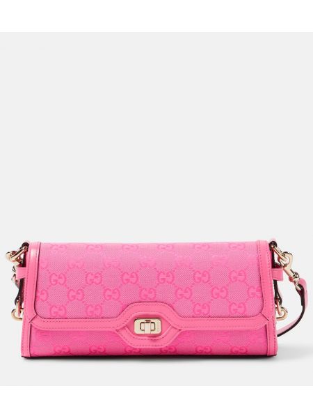 Bőr crossbody táska Gucci rózsaszín