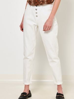 Priliehavé džínsy s rovným strihom Camaieu biela
