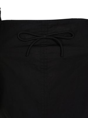 Bavlnené mini šaty s balónovými rukávmi Ganni čierna
