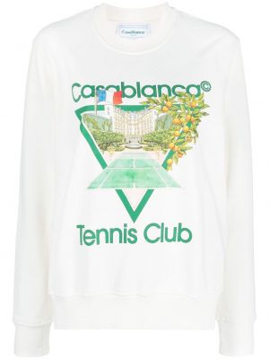 Trykt bomull sweatshirt Casablanca hvit