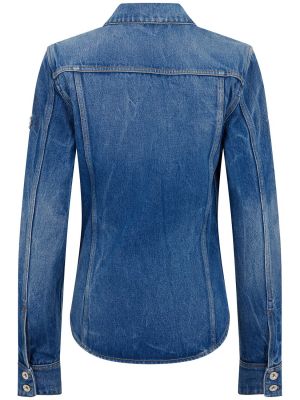 Памучна дънкова риза Paco Rabanne синьо