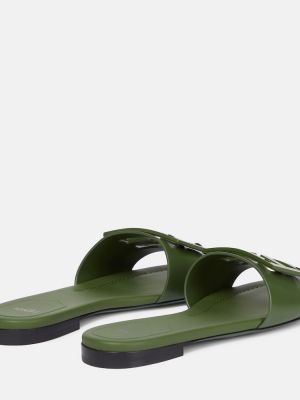 Sandały skórzane Fendi zielone
