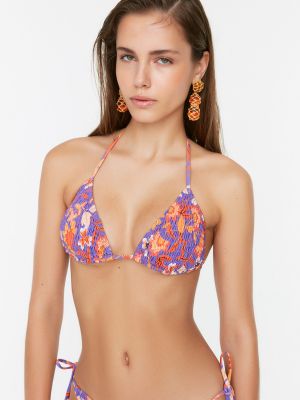 Bikini s cvjetnim printom s printom Trendyol ljubičasta