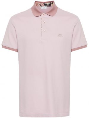 Памучна поло тениска Etro розово