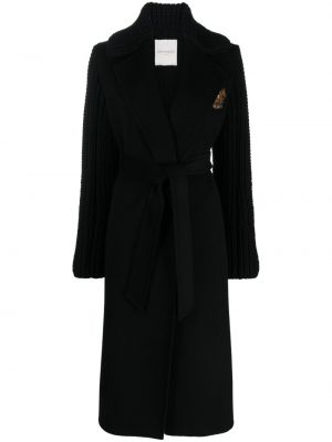 Πλεκτό μάλλινο παλτό Ermanno Firenze μαύρο