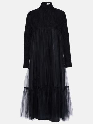 Tylové vlnené midi šaty Noir Kei Ninomiya čierna
