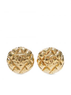 Καπιτονέ σκουλαρίκια με κουμπιά Chanel Pre-owned χρυσό