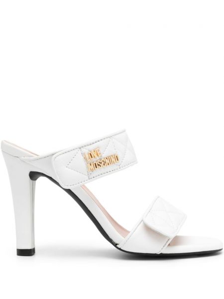 Mules en cuir à bouts ouverts Love Moschino