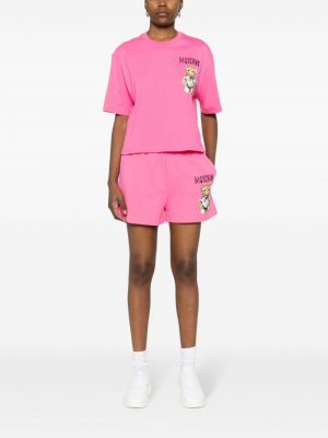 Shorts aus baumwoll mit print Moschino pink