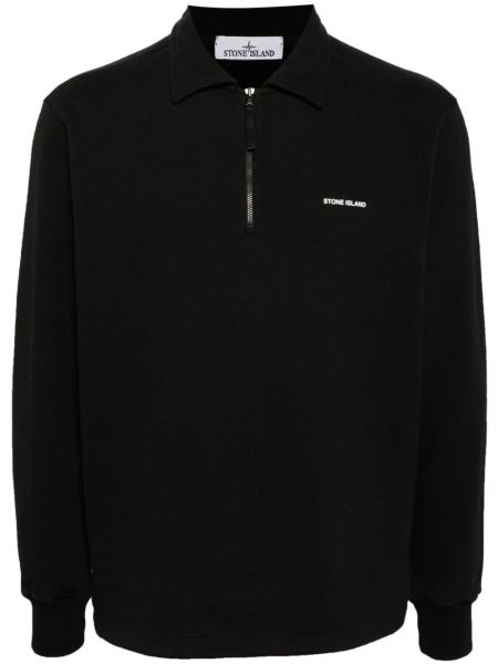 Poloshirt mit reißverschluss aus baumwoll Stone Island schwarz