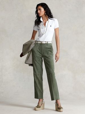 Pantalones rectos de cuero Polo Ralph Lauren verde